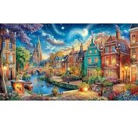 Canals-of-Amsterdam Adult Jigsaws Puzzle 1000 Piece Educational Games Fun Present & Activity for Home Challenging Puzzles for Relaxation, Creativity & Gift Giving 38x26/1000pcs