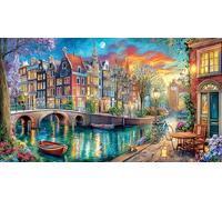 Canals of Amsterdam Puzzle for Adults 1000 Pc - Fun Family Game Educational Challenge Hard Difficult 38x52/1000pcs