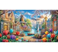 Canals-of-Amsterdam Recycled Paper Puzzle Game 1000 Piece Educational Game Challenge Fun Present & Activity for Home Great Gift Idea for Women, Gifts for Men 38x26/1000pcs