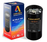 Canamax Premium 88-108 uf mfd 220-250VAC Volts Round Motor Start Capacitor 50/60 Hz AC Electric - Exact Fit for OEM Single Phase Motor Capacitors Condenser Straight Cool or Heat Pump Air Conditioner