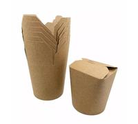 Canape King 100 pcs Kraft Noodle Boxes - (8 x 10cm) Disposable Round Brown Food Containers Chinese Fast Food Takeaway Box - for Party Picnic Wedding Catering Events
