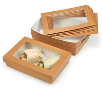 Canape King 25pcs Cardboard Food Box - Disposable Brown Kraft Leak Proof Square Fruits Snacks Sandwich Containers - For Gift Wedding Parties Catering (Brown Box - 21 x 14 x 5cm)