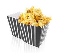 Canape King 50 pcs Popcorn Boxes | Black & White Striped 7cm Cardboard Candy Container | Retro Design Party Food Boxes for Movie Night Cinema Birthday & Parties