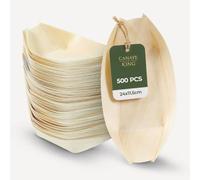 Canape King 500 pcs Wooden Bamboo Boats - Disposable Pinewood Food Serving Boat - Eco-Friendly Canape, Sushi Serving Trays Perfect for Weddings Birthdays Christmas (XXL (24 x 11.5cm))