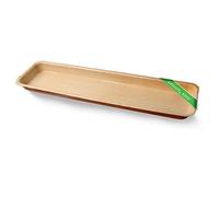 Canape King 50PCS Disposable Serving Platter - Rectangular Long (33cm x 9cm) Wooden Tray - Eco-Friendly Charcuterie Board Hot Food Serving Trays for Starters Wedding Parties Picnic