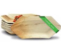 Canape King 50pcs Palm Leaf Plates - 30cm Eco-Friendly Compostable Boat Bamboo Plates Disposable - Biodegradable Serving Platter for Hot & Cold Food - Disposable Plates for Parties Picnic