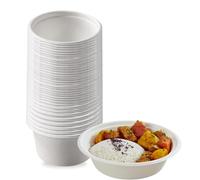 Canape King Bagasse Pots with Lid - Sugarcane Round White Sauce Containers - Compostable Condiment Cups - Disposable Souffle Pots for Snacks - 2oz Food Container (50)