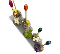 CANAPE KING Bamboo Sparkle Skewer - 100% Natural Wooden Rainbow Bead Cocktail Kebabs Food Sticks (10cm) - Great for Event BBQ Party Wedding Tableware