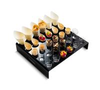 CANAPE KING Ice Cream Cones Holder - 30 Holes Perspex Decorative Waffle Snack Cupcake Popcorn Serving Rectangular Stand (42 x 37 x 8cm) - For Parties Birthday Catering Dinner (Black)