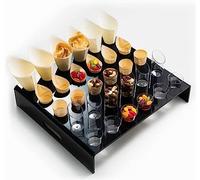 Canape King Ice Cream Cones Holder - 30 Holes Perspex Decorative Waffle Snack Cupcake Popcorn Serving Rectangular Stand (42 x 37 x 8cm) - For Parties Birthday Catering Dinner (Clear)