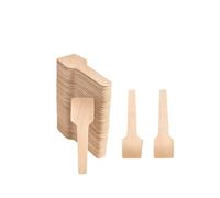 Canape King Ice Cream Spade Spoon - 100pcs Durable Wooden Serving Spoon - 7 cm Mini Dessert Spoons - Eco-Friendly Disposable Small Spoons Ideal for Cakes Pudding Mousse