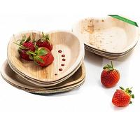 Canape King Palm Leaf Heart Shaped Plates - Disposable Natural Biodegradable Plates Wooden Bowls (10cm) - for Wedding Picnic Party Tableware (100, 18cm)