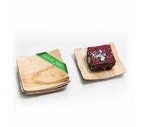Canape King Palm Leaf Plate - Disposable Natural Food Serving Mini Square/Round Compostable Dish Eco-Friendly - Suitable for Hot Cold Sticky Sweet Oily Foods (Square Plate 100PCS)