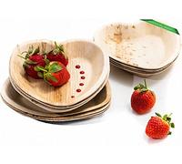 Canape King Palm Leaf Plates | 25pcs Heart Shaped Disposable Plates | Eco-Friendly Biodegradable 10cm Compostable Bamboo Plates for Hot & Cold Food Wedding Picnic Parties Events