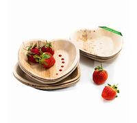 Canape King Palm Leaf Plates | 25pcs Heart Shaped Disposable Plates | Eco-Friendly Biodegradable 18cm Compostable Bamboo Plates for Hot & Cold Food Wedding Picnic Parties Events