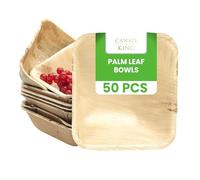 Canape King Palm Leaf Square Bowls - Food Serving Dinner Bowls 100% Natural Disposable Bowls - Suitable for Christmas BBQ Picnic Party (50, 14cm)