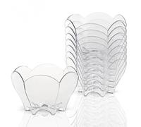 Canape King Reusable Plastic Bowl - 60ml Clear Flower-Shaped Dessert Cups - Mini Party Cups, Tasting Cups & Shot Glasses for Weddings, Catering & Celebrations (100)