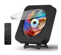 Canareen Portable CD Player for Home - Bluetooth CD Player with Wall Mount/Desk Stand, Dust Cover, LED Display, FM Radio, USB/AUX Input & Remote Control, Players for HiFi Speaker & Boombox (Black)