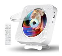 Canareen Portable CD Player for Home - Bluetooth CD Player with Wall Mount/Desk Stand, Dust Cover, LED Display, FM Radio, USB/AUX Input & Remote Control, Players for HiFi Speaker & Boombox (White)
