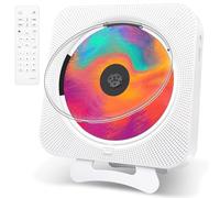 Canareen Portable CD Player Wall Mounted Desk Stand with FM Radio | Advanced Bluetooth 5.1, Dual Speakers High Fidelity, Dust Cover, LED Screen, Remote Control, 3.5mm AUX Jack, USB MP3