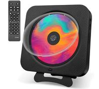 Canareen Portable CD Player Wall Mounted Desk Stand with FM Radio (Black) | Advanced Bluetooth 5.1, Dual Speakers High Fidelity, Dust Cover, LED Screen, Remote Control, 3.5mm AUX Jack, USB MP3