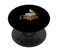 Canary And Music Box Vintage Bird Art PopSockets Adhesive PopGrip
