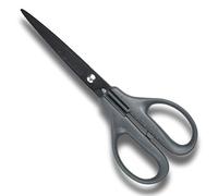 CANARY Black Scissors Adult for Office, Sharp Japanese Stainless Steel Blade [Nonstick Fluorine Coating] Multi Purpose Desk Scissors for Paper, Tape, Envelope, Gray Blade Black Handle, Made in Japan