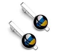 Canary Islands Canary Islanders Flag Heart Tie Clip for Men,Round Tie Bar Clips And Cufflinks Set for Luxury Clothing Accessories 2 Pcs-RE2DSA3