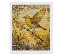 Canary Jasmine Branch 5D Diamond Art Kits for Adults Personalized Large Diamond Art DIY Full Drill Diamonds Dot Crystal Rhinestone Diamonds Painting Round Gem Art Kit for Home Wall Decor 16x20