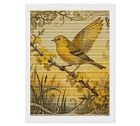 Canary Jasmine Branch 5D Diamond Art Kits for Adults Personalized Large Diamond Art DIY Full Drill Diamonds Dot Crystal Rhinestone Diamonds Painting Round Gem Art Kit for Home Wall Decor 12x16