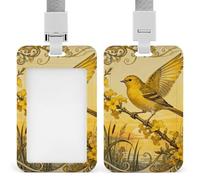 Canary Jasmine Branch Sliding Id Badge Holder Heavy Duty Waterproof Badge Clip Plastic Key Card Work Holder Case Vertical Sleeve Pocket for Teacher Student