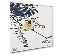 Canary & Wisteria by Utagawa Hiroshige Asian Japanese Canvas Wall Art Print Ready to Hang, Framed Picture for Living Room Bedroom Home Office Décor, 20x20 Inch (50x50 cm)