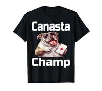 Canasta Champ Card Game Winner Funny Bulldog Playing Card Value Graphic T-Shirt, Men, Black, L