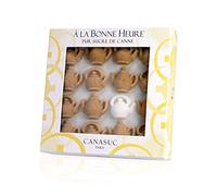 Canasuc Paris, A La Bonne Heure, Pur Sucre de Canne,"Window Gift Box" of 32 Assorted French Molded Teapot Sugar Pieces, White & Amber, 3.35 Oz