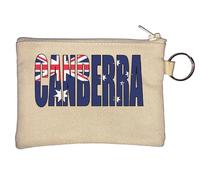 Canberra Australia Australian Flag Graphic Key Chain Coin Purse Beige