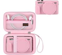 Canboc Camera Case for Canon PowerShot G7 X Mark II Digital Camera, Hard Carrying Case + Soft Silicone Protective Cover with Removable Lens Cover, Pink (Case Only)