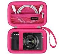 Canboc Camera Case for Canon PowerShot G7 X Mark II/ G7X Mark III Digital 4K Vlogging Camera, Point and Shoot 4K Video Camera Bag, Zipper Mesh Pocket fits USB Cable, Batteries, Rosered