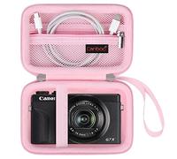 Canboc Camera Case for Canon PowerShot G7 X Mark II/ G7X Mark III Digital 4K Vlogging Camera, Point and Shoot 4K Video Camera Bag, Zipper Mesh Pocket fits USB Cable, Batteries, Pink