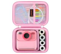 Canboc Camera Case for CHRERNA/YKSLEMON/AORILE/CKATE/OPERHOO/YORKOO/Gofunly Kids Instant Print Camera, Toddler Digital Cameras Bag fit Print Paper, Colorful Pen, USB Cable, Pink (Case Only)