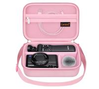 Canboc Carrying Camera Case for Sony ZV-1/ ZV-1 II/ZV-1F Vlog Digital & Vlogger Accessory Kit Tripod, Travel Storage Bag with Strap, Mesh Pocket fit Cable, Pink