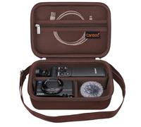 Canboc Carrying Camera Case for Sony ZV-1F/ ZV-1/ ZV-1 II Vlog Digital Camera & Vlogger Accessory Kit Tripod, Travel Storage Bag with Strap, Mesh Pocket fit Cable, Brown (Case Only)