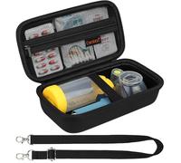 Canboc Carrying Case for Asthma Inhaler, Handheld Spacer for Adults, Mask, Inhaler Spacer Bag with Removable Shoulder Strap, Mesh Pocket fit Medicine or Other Essentials, Black (Case Only)