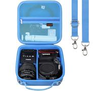 Canboc Carrying Case for Canon EOS Rebel T7/ R50/ R50 V/ R6 Mark II/ R100/ R8/ R7/ R5/ 90D/ 5D Mark IV DSLR Camera and 18-55mm Lens, Camera Bag with Shoulder Strap and 3 Dividers, Blue (Case Only)