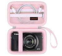 Canboc Carrying Case for Canon PowerShot G7 X Mark III/ G7X Mark II Digital 4K Vlogging Camera, SX740 SX730 Camera Bag, Zipper Mesh Pocket fits USB Cable, Batteries, Jelly Pink