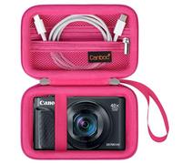 Canboc Carrying Case for Canon PowerShot SX740 SX730 SX720 SX620 G7X Digital Camera, Point and Shoot Vlogging Camera Bag, Zipper Mesh Pocket fits USB Cable, Batteries, Rosered