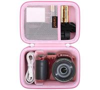 Canboc Carrying Case for Kodak PIXPRO AZ528/AZ405/AZ425/AZ401/AZ255 Digital Camera, Mesh Pocket fit Cable, Batteries, Pink (Case Only)