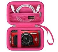 Canboc Carrying Case for OM System Tough TG-7/ OM System Olympus TG-6 Underwater Camera, Waterproof Camera Bag, Zipper Mesh Pocket fits USB Cable, Batteries, Rosered(Case Only)