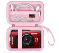 Canboc Carrying Case for OM System Tough TG-7/ OM System Olympus TG-6 Underwater Camera, Waterproof Camera Bag, Zipper Mesh Pocket fits USB Cable, Batteries, Pink (Case Only)