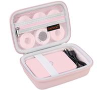 Canboc Hard Case for NIIMBOT D110/JADENS D110 Label Maker Machine, Portable Bluetooth Label Printer Box, Zipper Mesh Bag fits Label Paper and Charging Cord, Pink