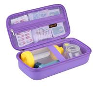 Canboc Travel Carrying Case for Asthma Inhaler, Handheld Spacer for Adults and Kids, Masks, Hard Inhaler Case with Mesh Pocket fit Medicine and Other Essentials, Purple (Case Only)